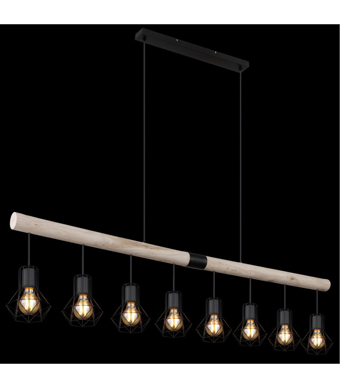 Priska Bar Pendant Ceiling Light Matt Black 8x E27-5