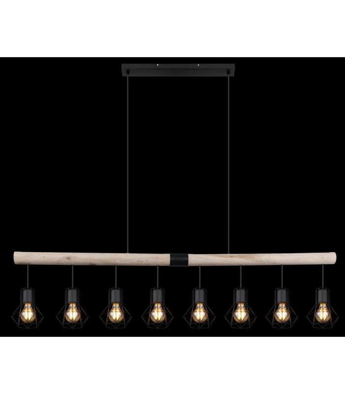 Priska Bar Pendant Ceiling Light Matt Black 8x E27-6