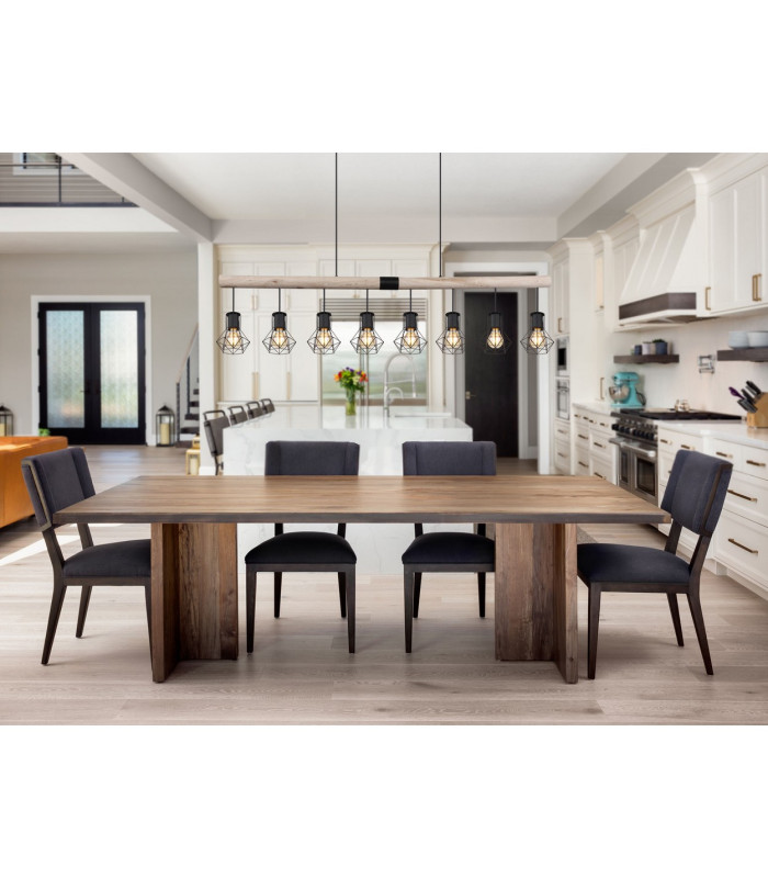 Priska Bar Pendant Ceiling Light Matt Black 8x E27-7