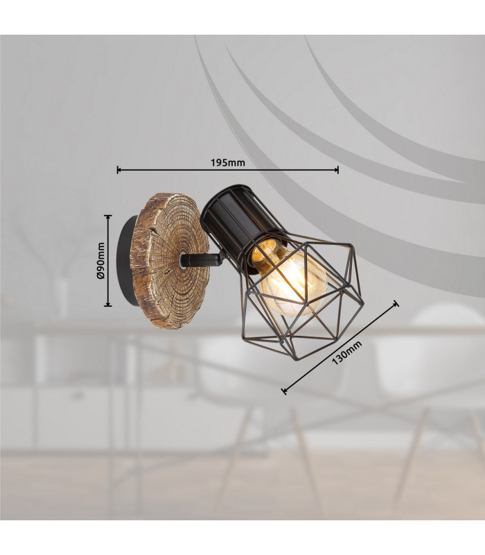 Priska Single Spotlight Black 1x E27-8