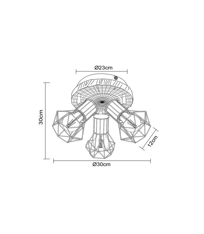 Priska Ceiling Spotlight Clusters Black 3x E27-7