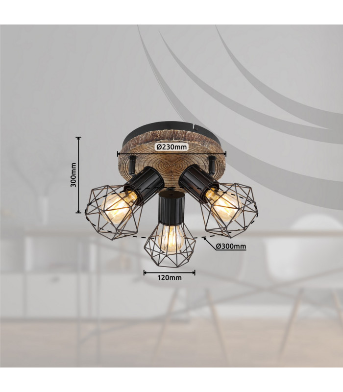 Priska Ceiling Spotlight Clusters Black 3x E27-8