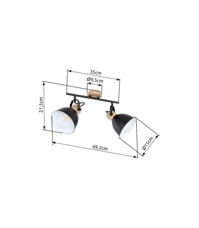 Wiho Twin Ceiling Spotlight Black 2x E27-7