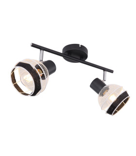Griddy Twin Ceiling Spotlight Matt Black 2x E27-1