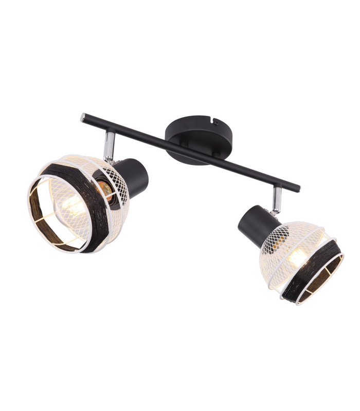 Griddy Twin Ceiling Spotlight Matt Black 2x E27-1
