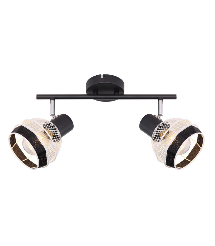 Griddy Twin Ceiling Spotlight Matt Black 2x E27-3