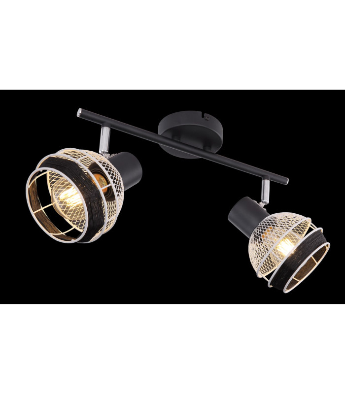 Griddy Twin Ceiling Spotlight Matt Black 2x E27-6