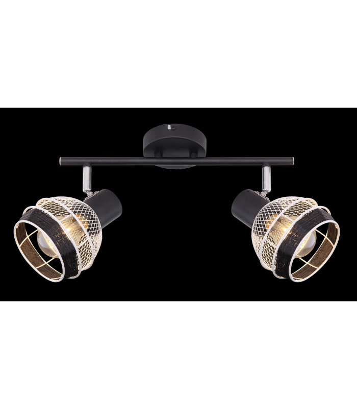 Griddy Twin Ceiling Spotlight Matt Black 2x E27-7