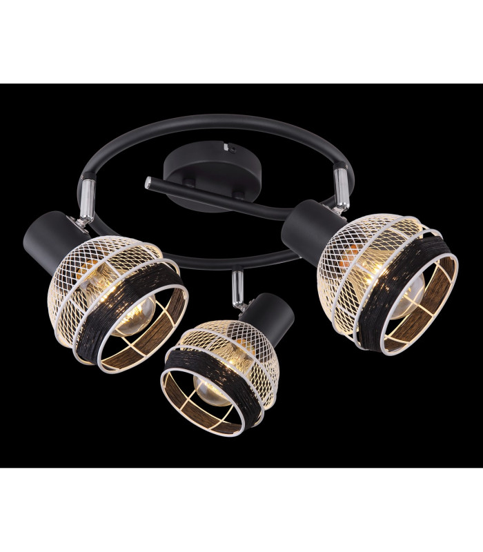 Griddy Ceiling Spotlight Clusters Matt Black 3x E27-6