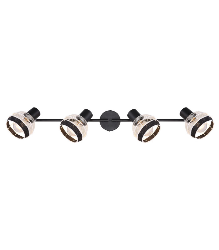 Griddy Ceiling Spotlight Bar Matt Black 4x E27-4