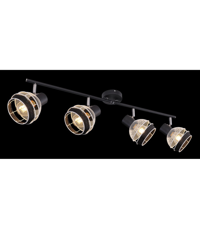 Griddy Ceiling Spotlight Bar Matt Black 4x E27-6