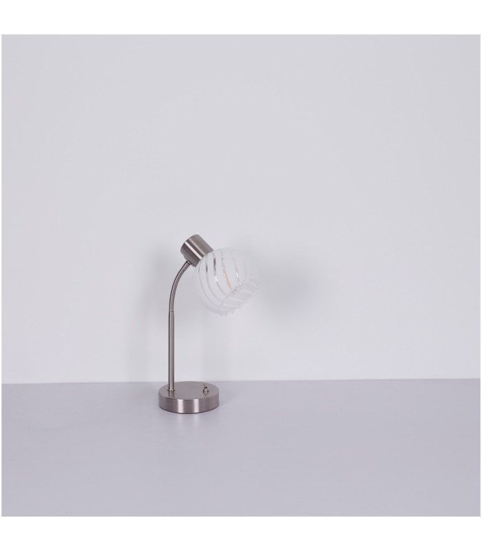 Willy Desk Task Lamp Nickel Matt Clear Glass Shade 1x E27-8