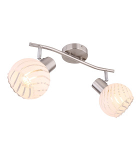 Willy Twin Ceiling Spotlight Nickel Matt Clear Glass Shade 2x E27-1