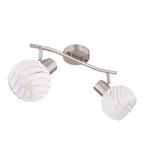 Willy Twin Ceiling Spotlight Nickel Matt Clear Glass Shade 2x E27-2