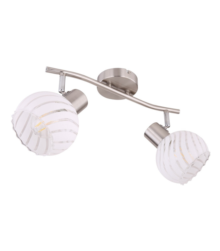 Willy Twin Ceiling Spotlight Nickel Matt Clear Glass Shade 2x E27-2