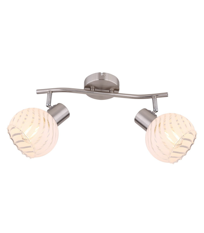 Willy Twin Ceiling Spotlight Nickel Matt Clear Glass Shade 2x E27-3