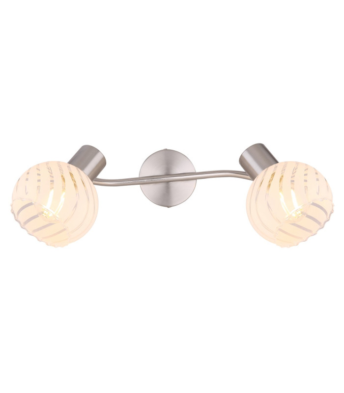 Willy Twin Ceiling Spotlight Nickel Matt Clear Glass Shade 2x E27-4
