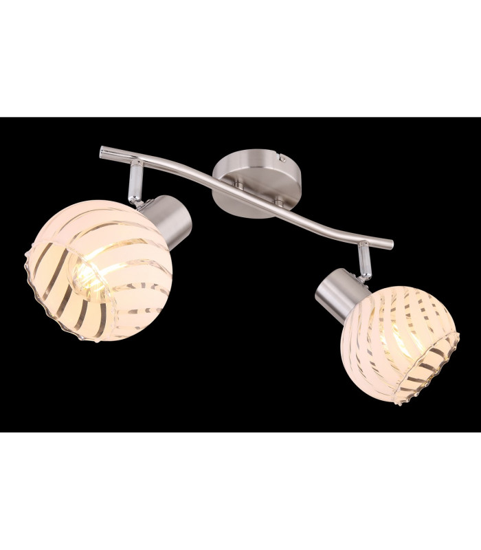 Willy Twin Ceiling Spotlight Nickel Matt Clear Glass Shade 2x E27-6