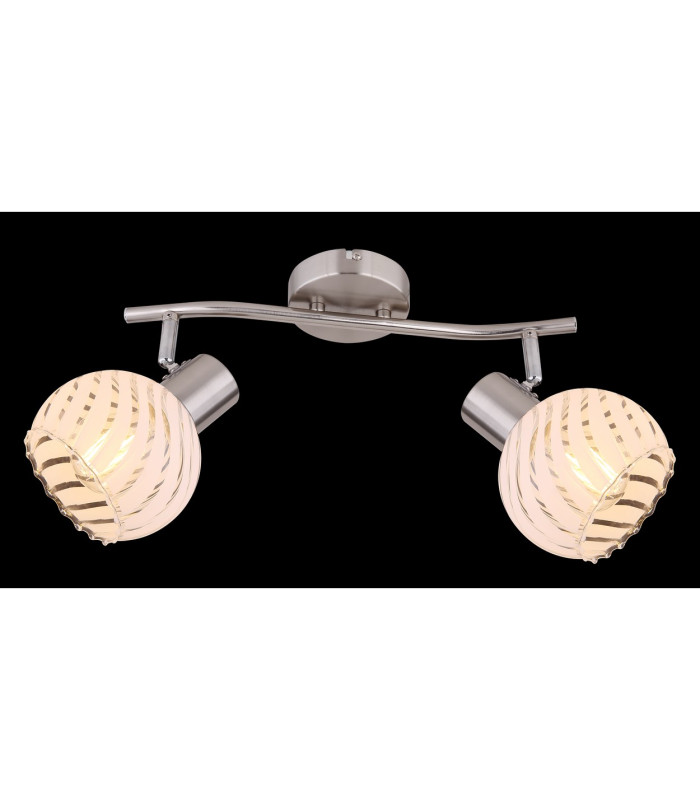 Willy Twin Ceiling Spotlight Nickel Matt Clear Glass Shade 2x E27-7