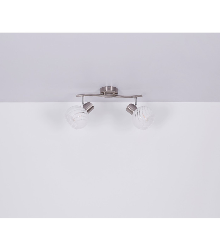 Willy Twin Ceiling Spotlight Nickel Matt Clear Glass Shade 2x E27-10