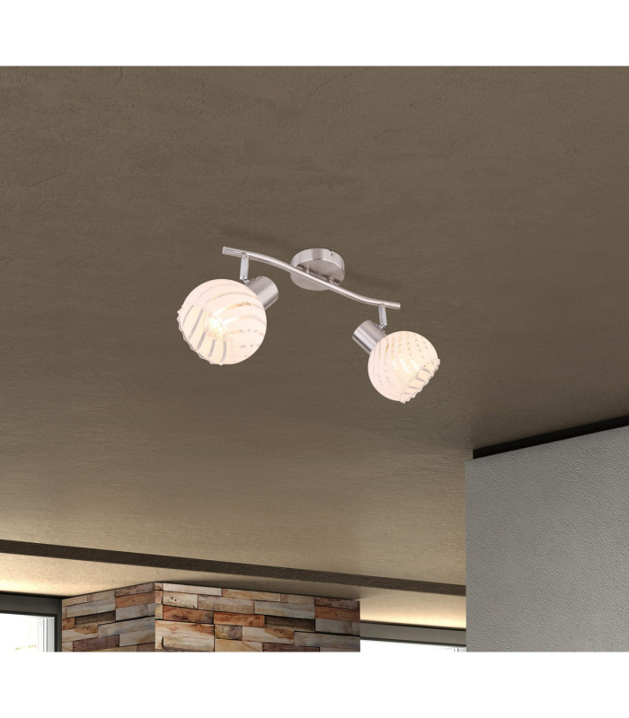 Willy Twin Ceiling Spotlight Nickel Matt Clear Glass Shade 2x E27-11