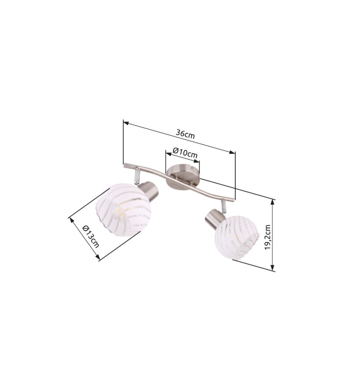Willy Twin Ceiling Spotlight Nickel Matt Clear Glass Shade 2x E27-12