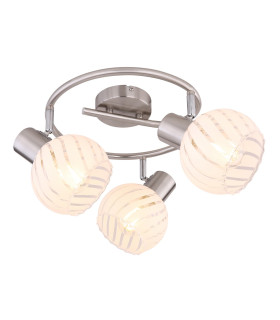 Willy Ceiling Spotlight Clusters Nickel Matt Clear Glass Shade 3x E27-1