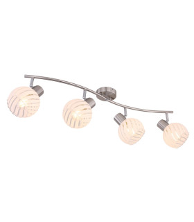 Willy Ceiling Spotlight Bar Nickel Matt Clear Glass Shade 4x E27-1