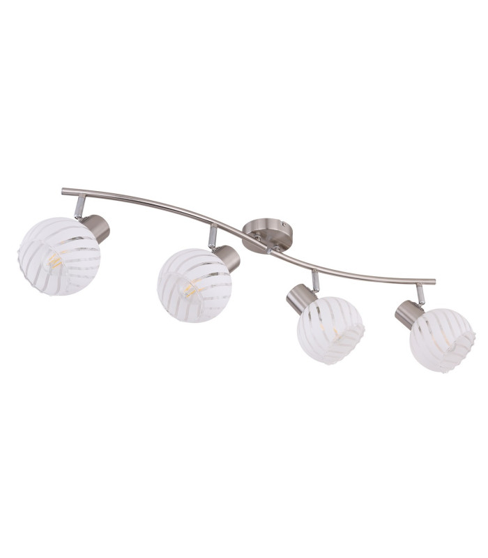 Willy Ceiling Spotlight Bar Nickel Matt Clear Glass Shade 4x E27-2