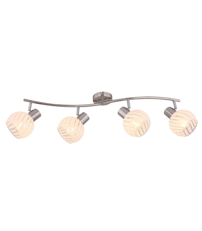 Willy Ceiling Spotlight Bar Nickel Matt Clear Glass Shade 4x E27-3