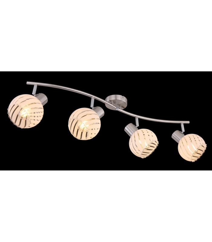Willy Ceiling Spotlight Bar Nickel Matt Clear Glass Shade 4x E27-6
