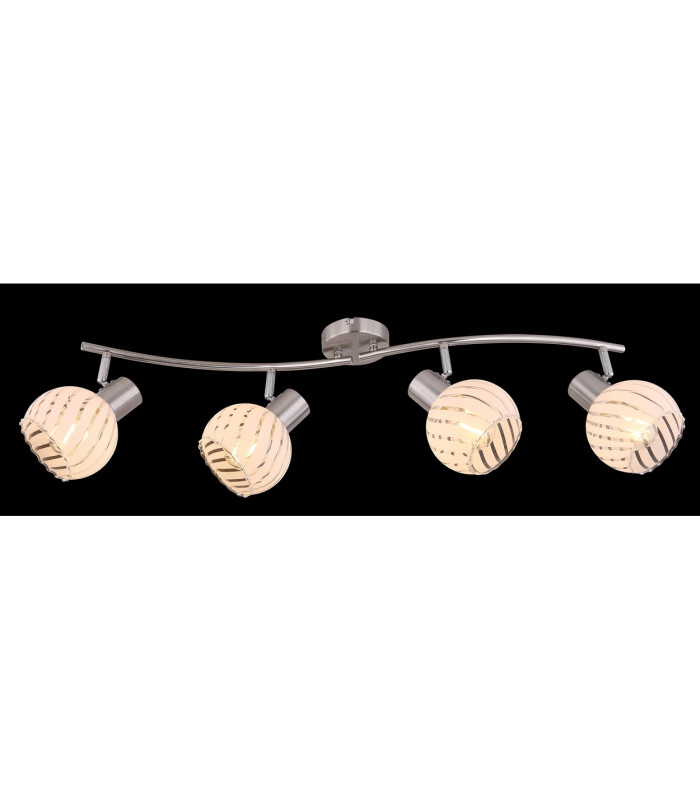 Willy Ceiling Spotlight Bar Nickel Matt Clear Glass Shade 4x E27-7