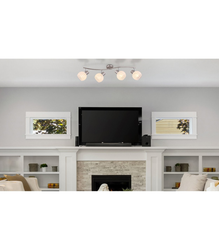Willy Ceiling Spotlight Bar Nickel Matt Clear Glass Shade 4x E27-8