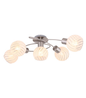 Willy Multi Arm Semi Flush Ceiling Lamp Nickel Matt Clear Glass Shade 5x E27-1