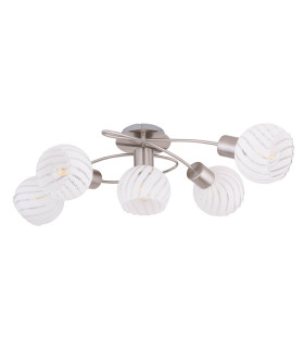 Willy Multi Arm Semi Flush Ceiling Lamp Nickel Matt Clear Glass Shade 5x E27-2