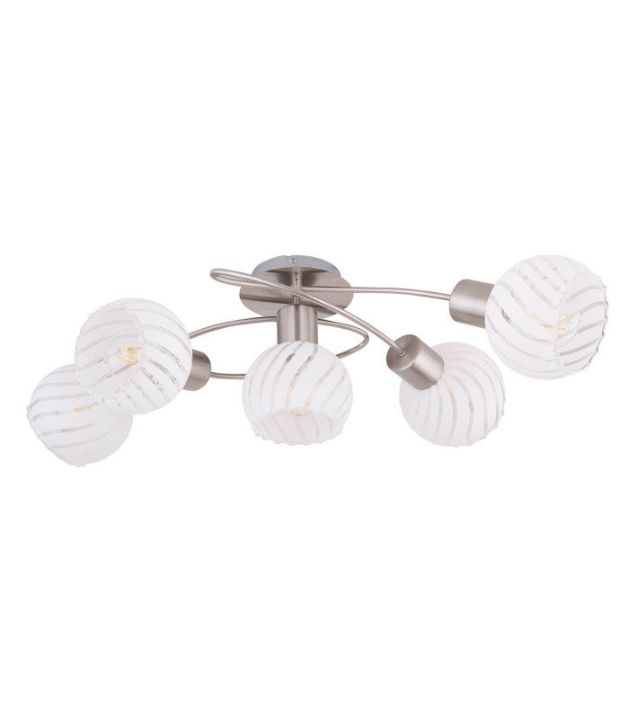 Willy Multi Arm Semi Flush Ceiling Lamp Nickel Matt Clear Glass Shade 5x E27-2
