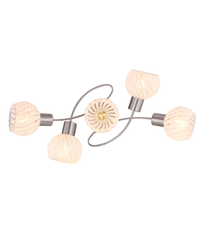 Willy Multi Arm Semi Flush Ceiling Lamp Nickel Matt Clear Glass Shade 5x E27-3