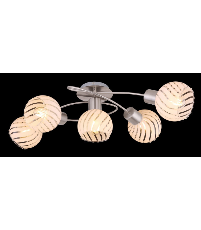 Willy Multi Arm Semi Flush Ceiling Lamp Nickel Matt Clear Glass Shade 5x E27-5