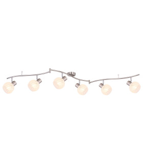 Willy Ceiling Spotlight Bar Nickel Matt Clear Glass Shade 6x E27-1