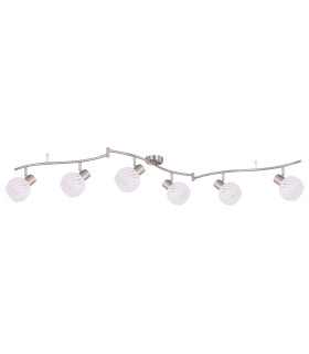 Willy Ceiling Spotlight Bar Nickel Matt Clear Glass Shade 6x E27-2
