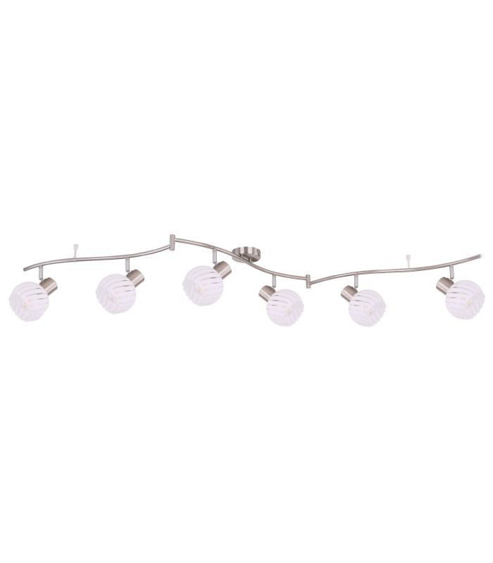 Willy Ceiling Spotlight Bar Nickel Matt Clear Glass Shade 6x E27-2
