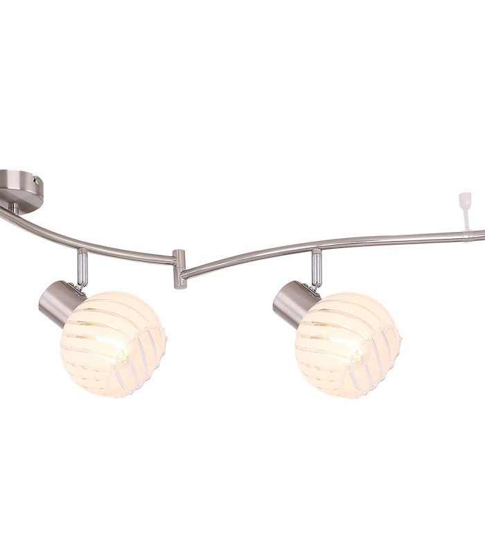 Willy Ceiling Spotlight Bar Nickel Matt Clear Glass Shade 6x E27-3