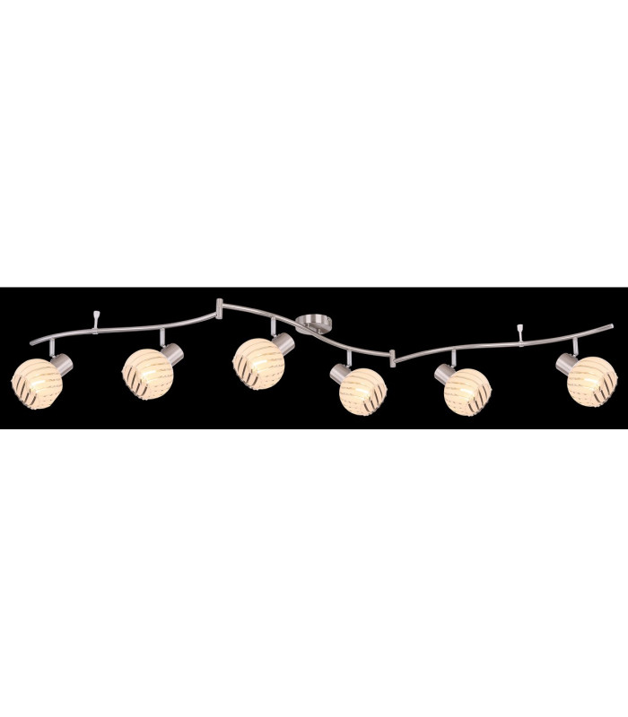 Willy Ceiling Spotlight Bar Nickel Matt Clear Glass Shade 6x E27-4