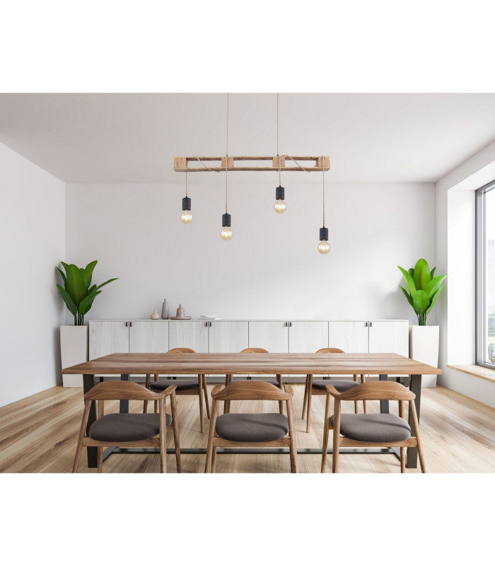 Joelle Bar Pendant Ceiling Light Matt Black 4x E27-7