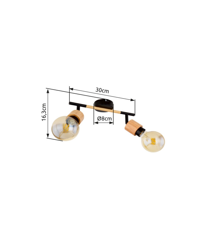 Jorna Twin Ceiling Spotlight Matt Black 2x E27-9