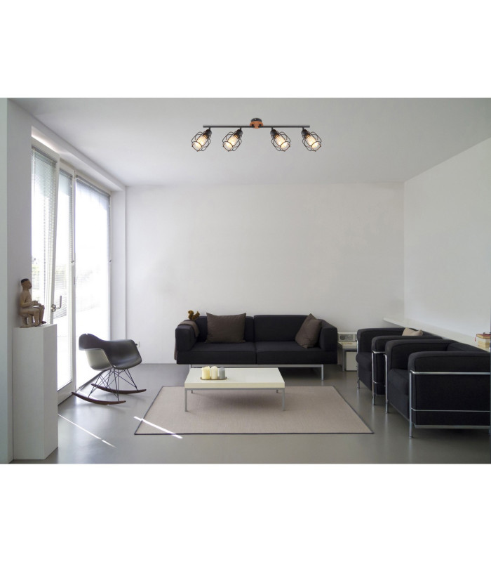 Willa Ceiling Spotlight Bar Black 4x E27-8