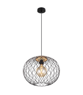 Lacky Wire Frame Pendant Ceiling Light Matt Black 1x E27-1