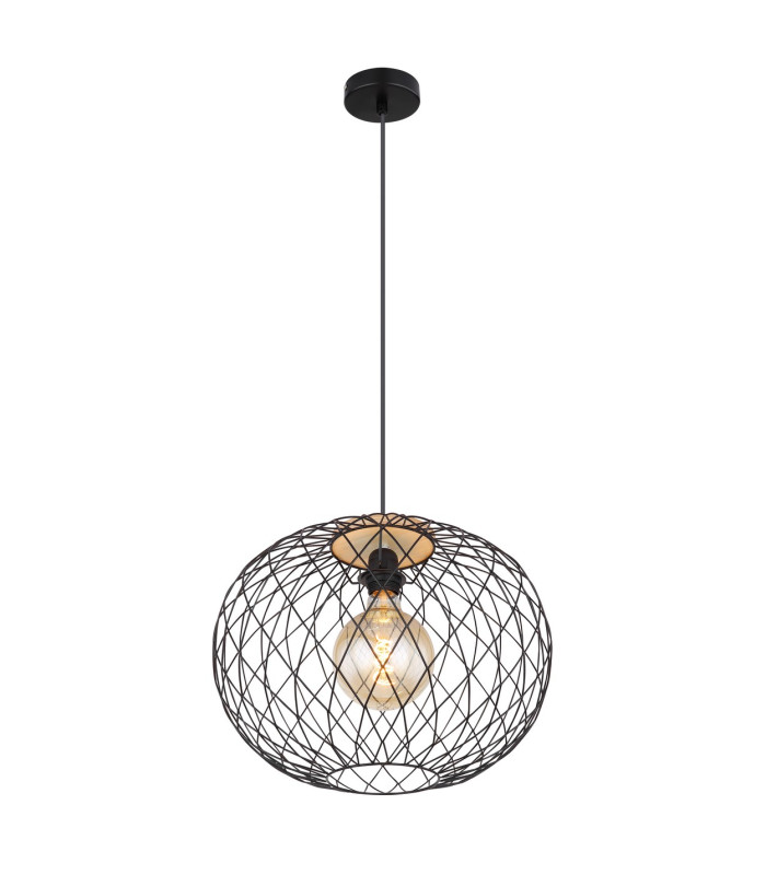 Lacky Wire Frame Pendant Ceiling Light Matt Black 1x E27-1