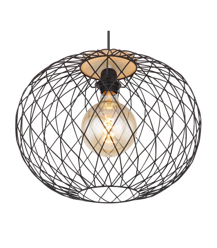 Lacky Wire Frame Pendant Ceiling Light Matt Black 1x E27-3
