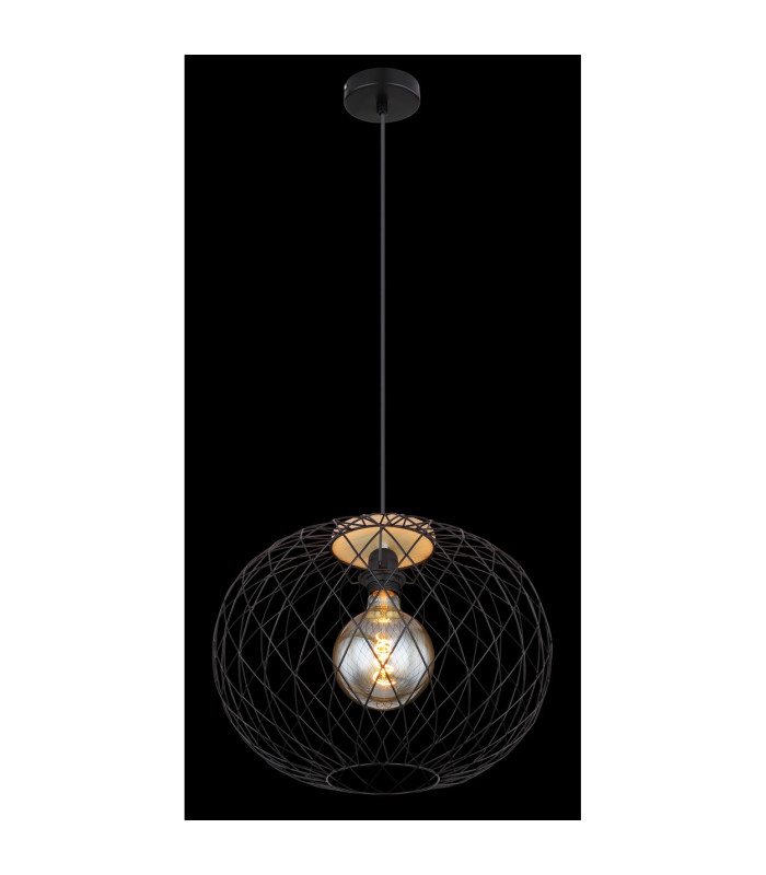 Lacky Wire Frame Pendant Ceiling Light Matt Black 1x E27-4